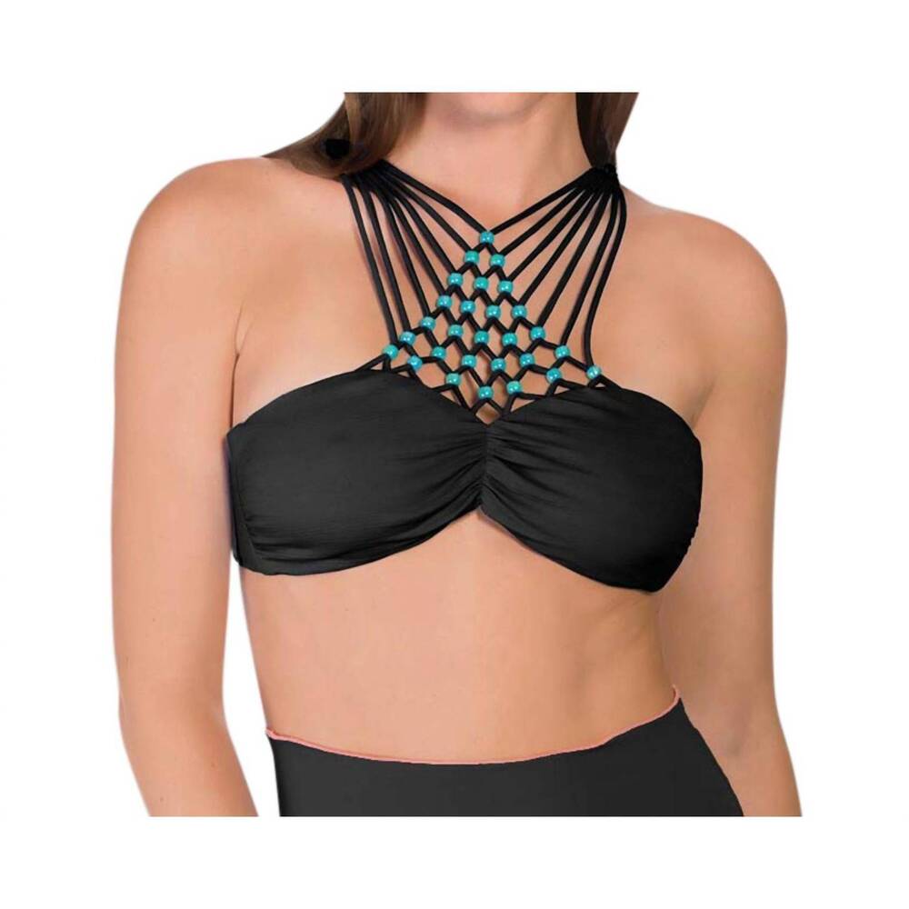 NEW ECO PEACE high neck bikini top in black